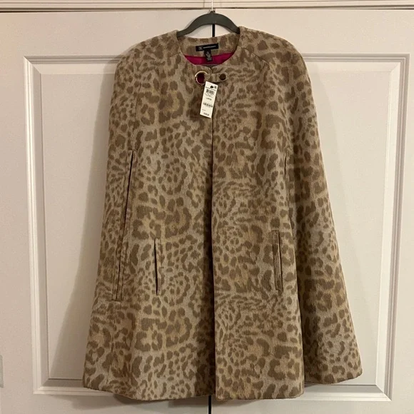 INC International Concepts Animal Print Cape Coat - Picture 1 of 10